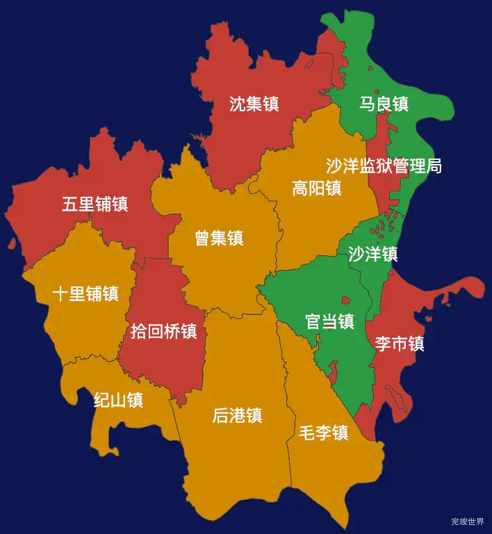echarts荆门市沙洋县geoJson地图水滴状气泡图效果实例